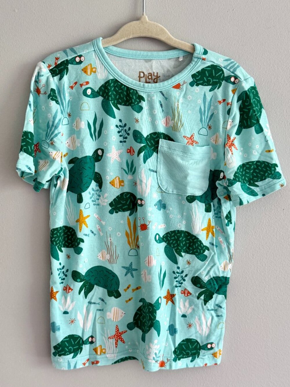 Little Sleepies Bamboo Relaxed Pocket Tee in Sea Turtle Friends VGUC 4T